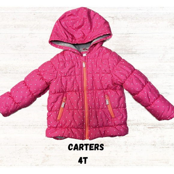 Carters Pink Polka Dot 4t Puffer Winter Jacket - Picture 1 of 1